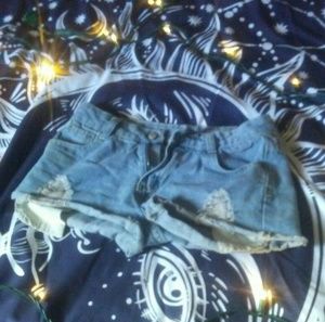 Distressed High-Waist Shorts